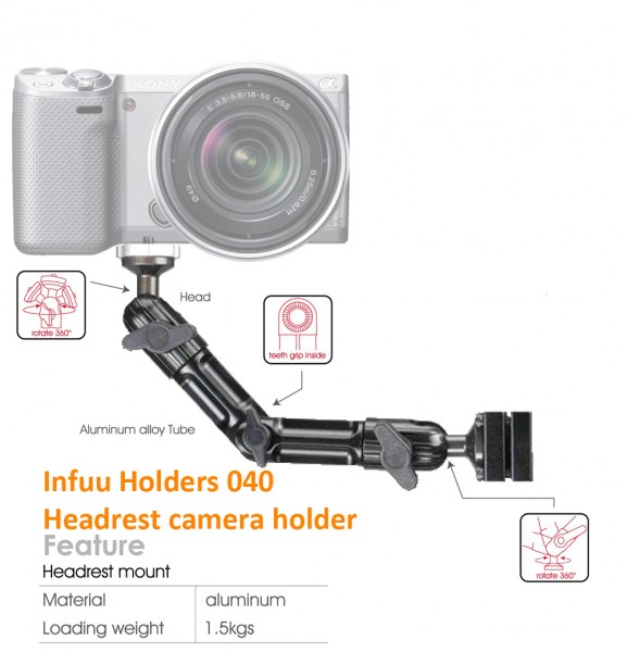 KFZ Kamera Camcorder Kopfstützenhalterung Halter Befestigung Fotostativ Metall